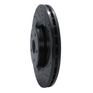 Subaru WRX STI Brake Rotor (1) - Front Right - R1 Concepts - Drilled & Slotted - Black - `18-`25